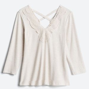 Off White Heather V-Neck Top, NWOT